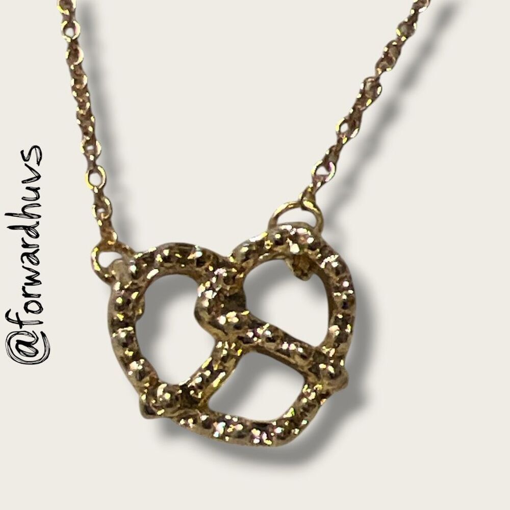 Gold Tone Necklace – 16” Chain with Pretzel Pendant - Picture 2 of 5